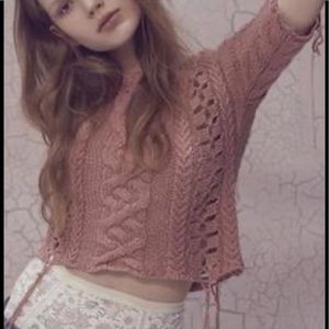 KNITZ BY FOR LOVE AND LEMONS WYTHE CROP TOP ROSE